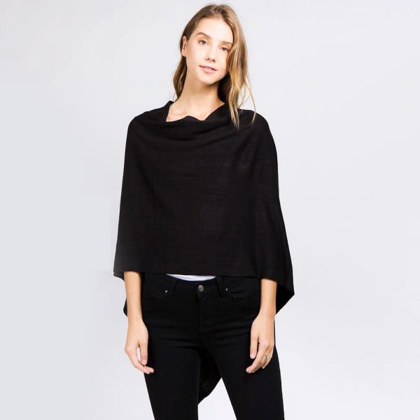 CHIC STYLISH CHENILLE SOLID COLOR PONCHO