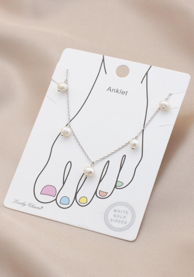 PEARL BEAD METAL ANKLET