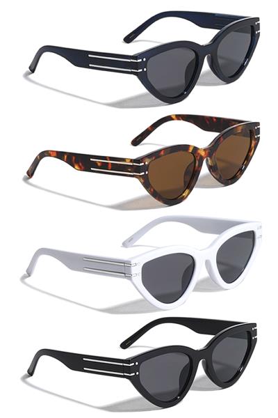TWO LINE TEMPLE RETRO CAT EYE SUNGLASSES 1DZ