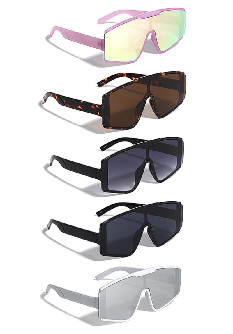 FASHION RIMLESS SIDES OVAL SHIELD SUNGLASSES 1DZ