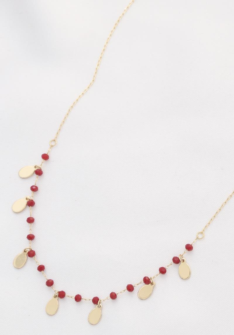 OVAL CHARM BEADED NECKLACE