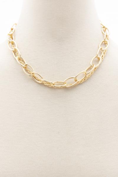 2 LAYERED METAL CHAIN NECKLACE
