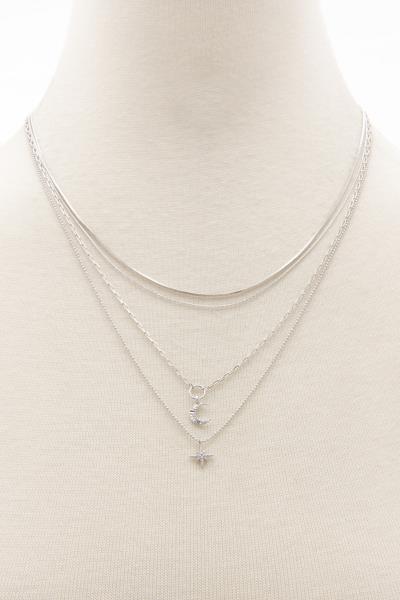 MOON STAR CHARM LAYERED NECKLACE