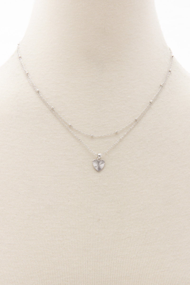 DAINTY HEART BALL LAYERED NECKLACE