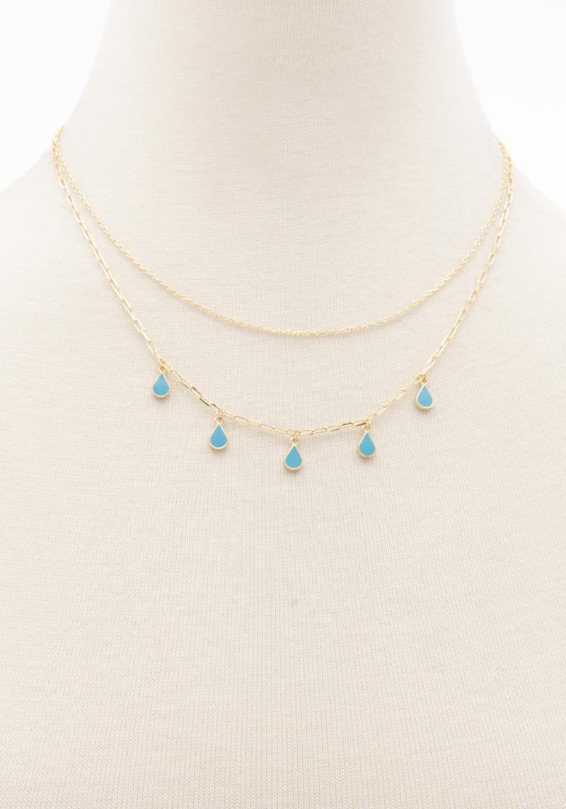 DAINTY TEARDROP CHARM LAYERED NECKLACE