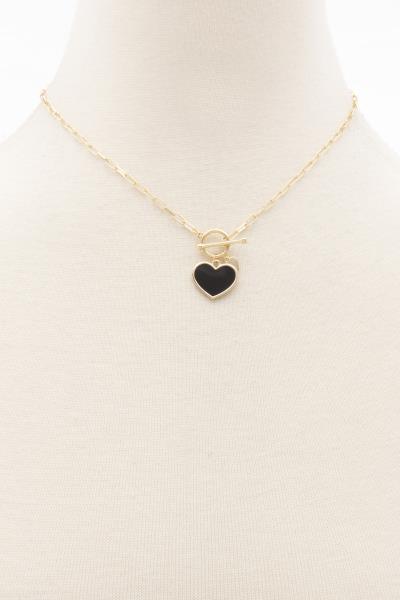 DOUBLE HEART CHARM OVAL LINK NECKLACE