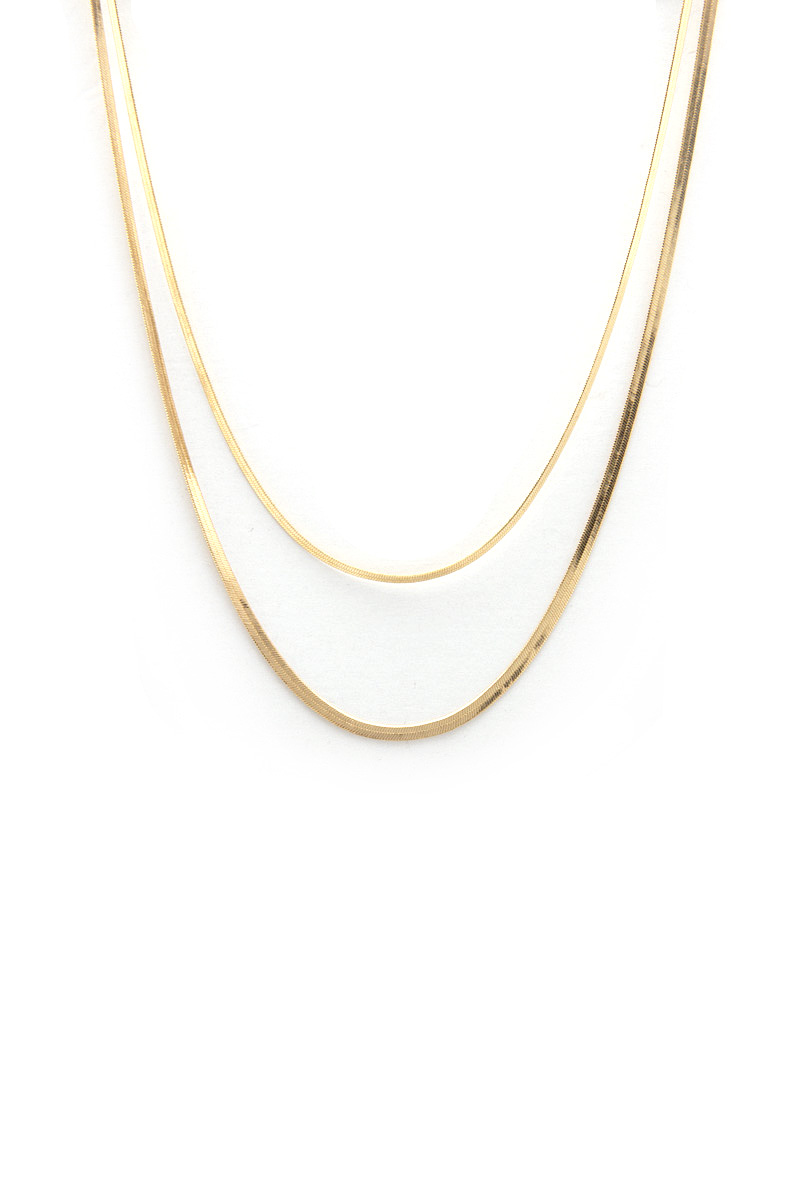 DOUBLE FLAT SNAKE CHAIN LAYERED NECKLACE