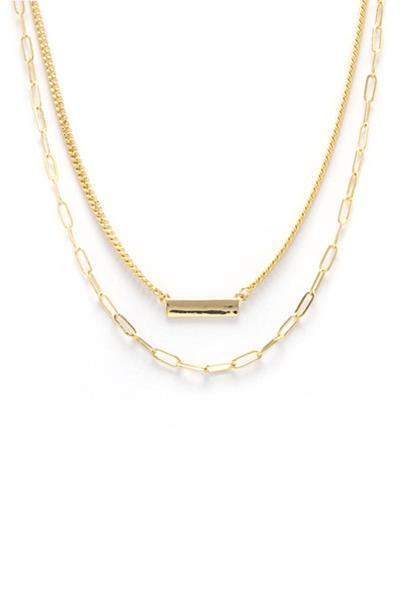 2 LAYERED METAL CHAIN NECKLACE