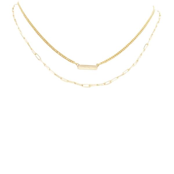 2 LAYERED METAL CHAIN NECKLACE