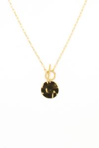 METAL CHAIN TOGGLE CLASP ROUND PENDANT NECKLACE