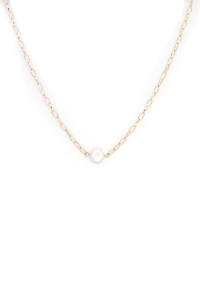 METAL CHAIN PEARL PENDANT SHORT NECKLACE