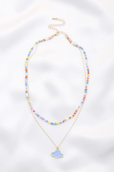 2 CLOUD PENDANT SEMI STONE&CHAIN NK