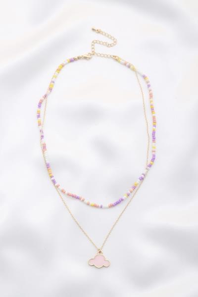 2 CLOUD PENDANT SEMI STONE&CHAIN NK