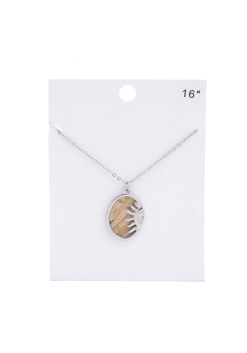 FRESH WATER PEARL SUN OVAL PENDANT NECKLACE