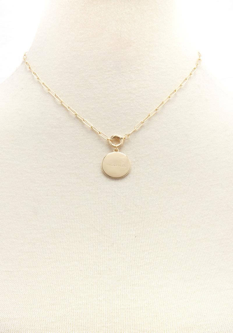 METAL CHAIN ROUND PENDANT NECKLACE