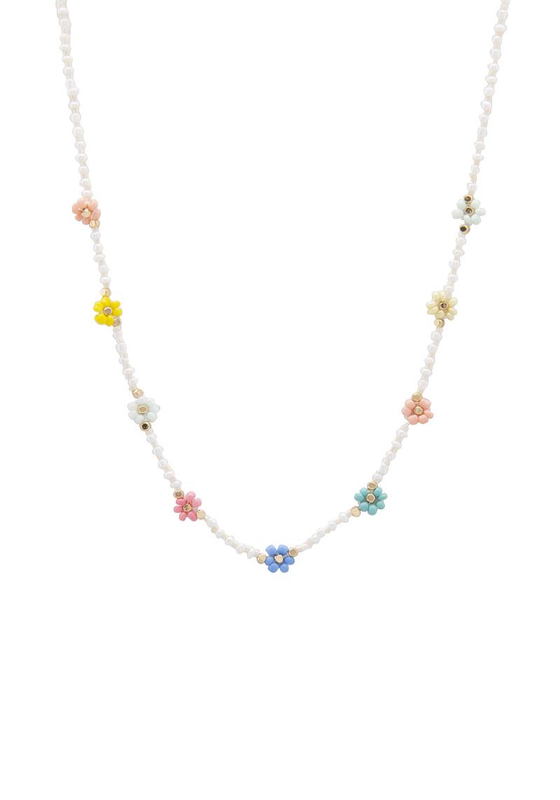 FLOWER SEED BEAD STATION NECKLACE