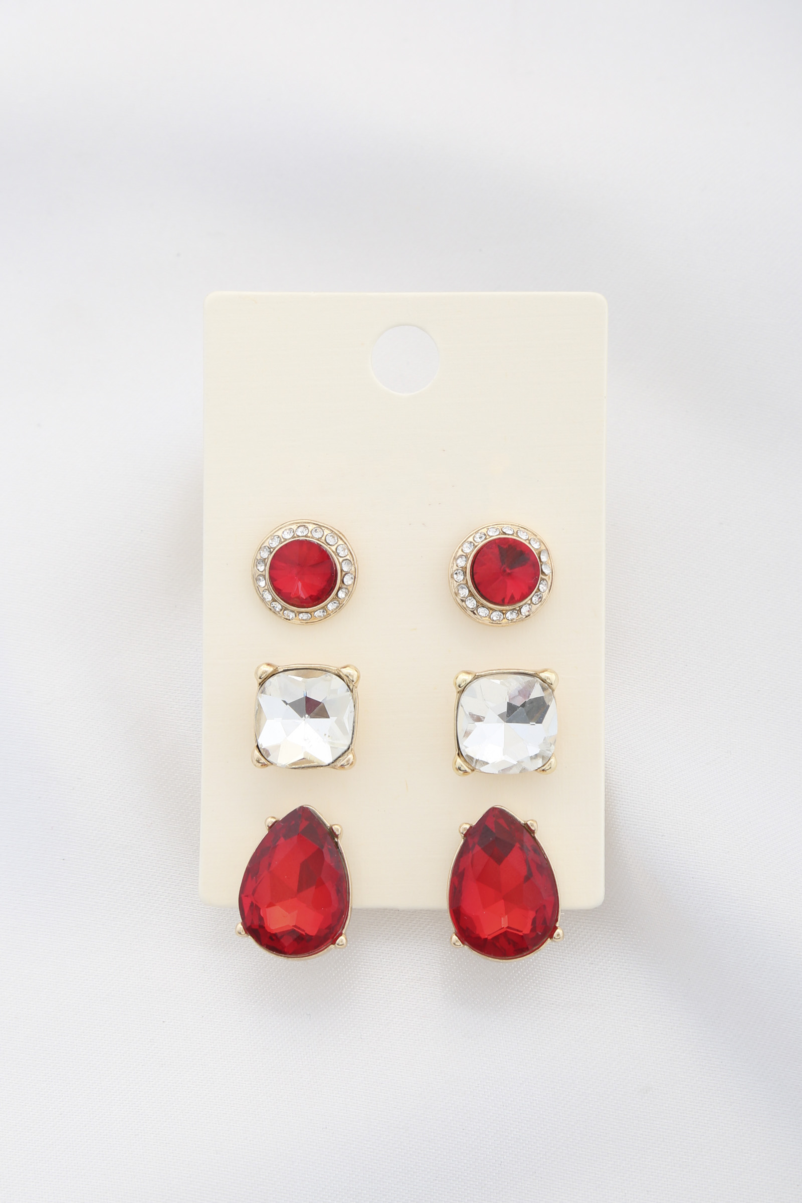SQUARE TEARDROP ASSOTED POST EARRING SET