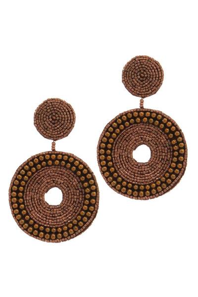 DOUBLE CIRCLE BEADED POST DROP EARRING