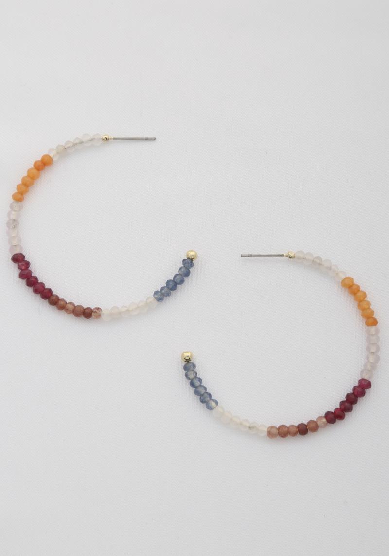 BEADED OPEN CIRCLE EARRING