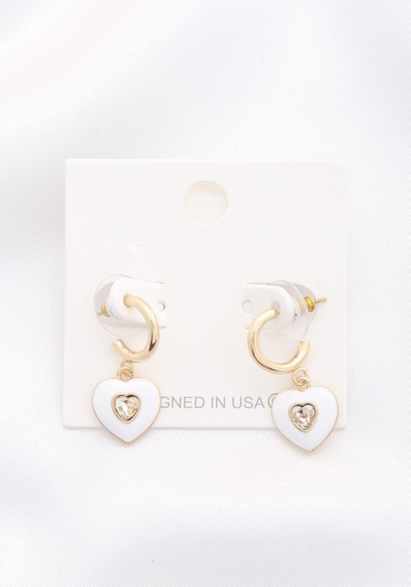 HEART COLOR METAL HUGGIE EARRING