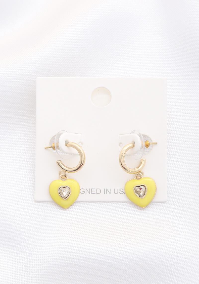 HEART COLOR METAL HUGGIE EARRING