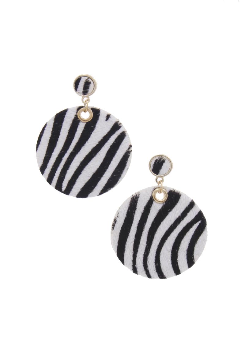 HAIRCALF ANIMAL PRINT ROUND EARRING