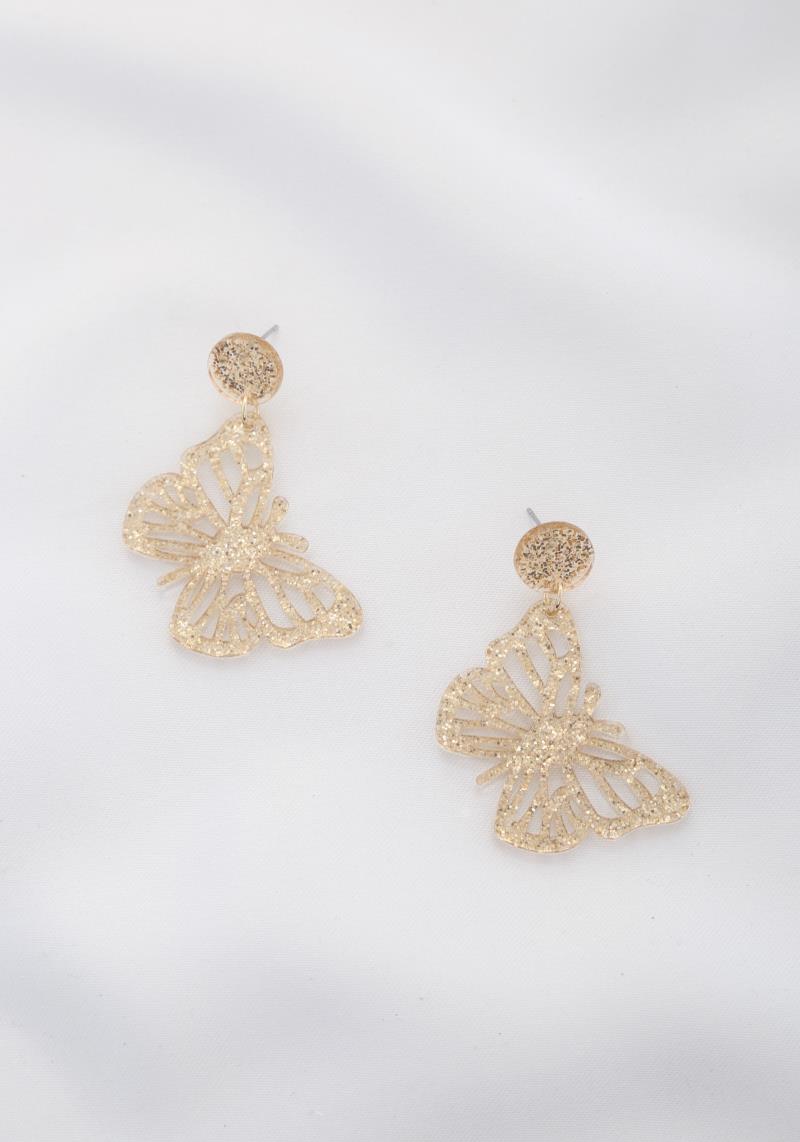 GLITTER BUTTERFLY AC DROP EARRING