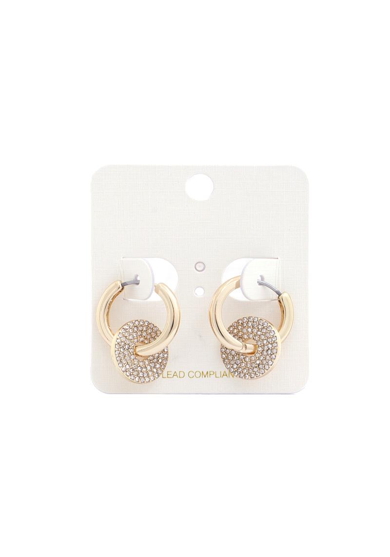 RHINESTONE DISC HUGGIE EARRING