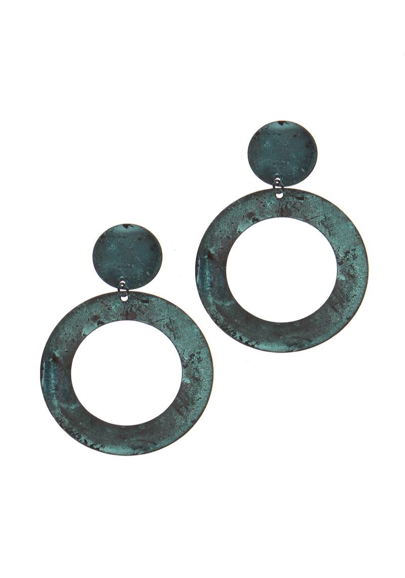 TEXTURED CUTOUT CIRCLE POST DROP EARRING