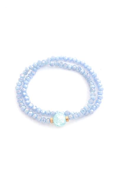 CRYSTAL BEAD BALL 2 PC BRACELET
