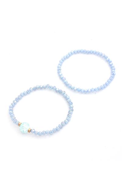 CRYSTAL BEAD BALL 2 PC BRACELET