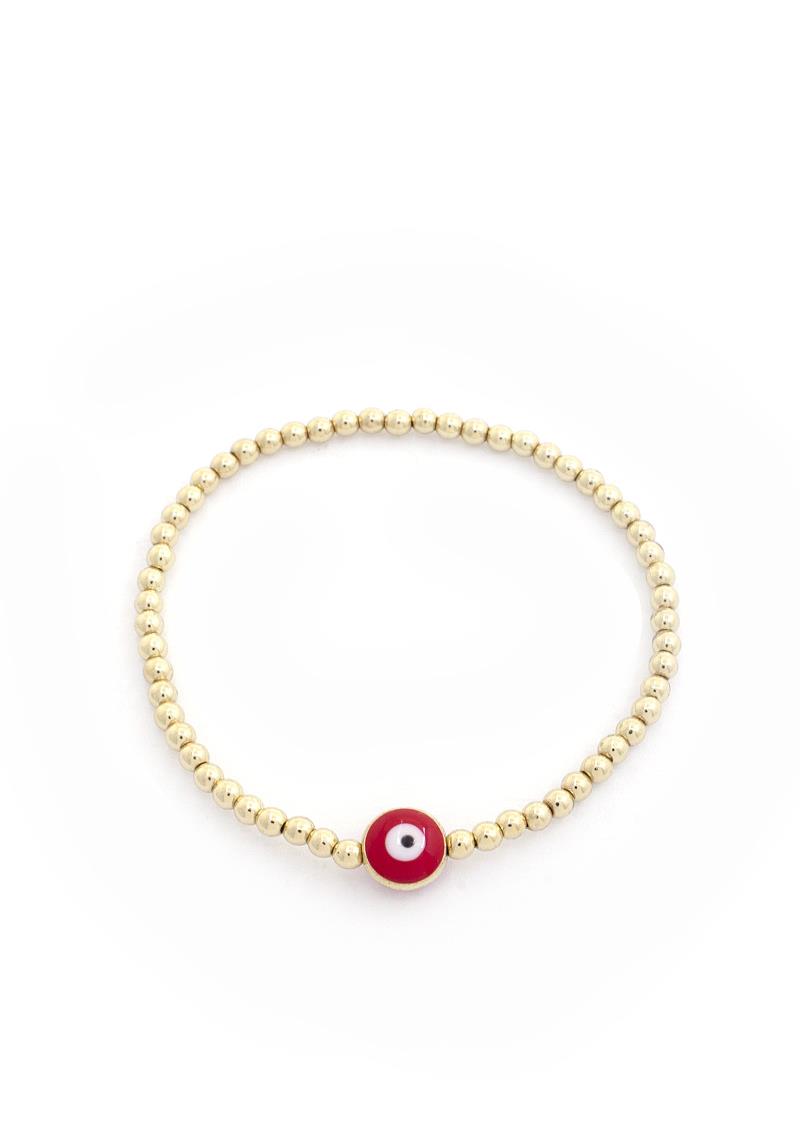 EVIL EYE METAL BEAD BRACELET