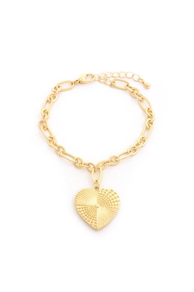METAL HEART DESIGN CHAIN LINK BRACELET