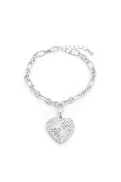 METAL HEART DESIGN CHAIN LINK BRACELET