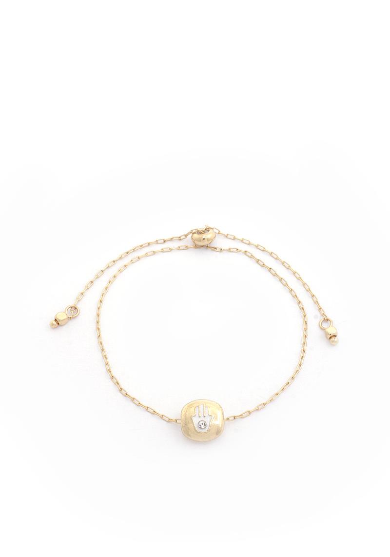 ENAMEL HAMSA HAND BEAD CHAIN SLIDE BRACELET