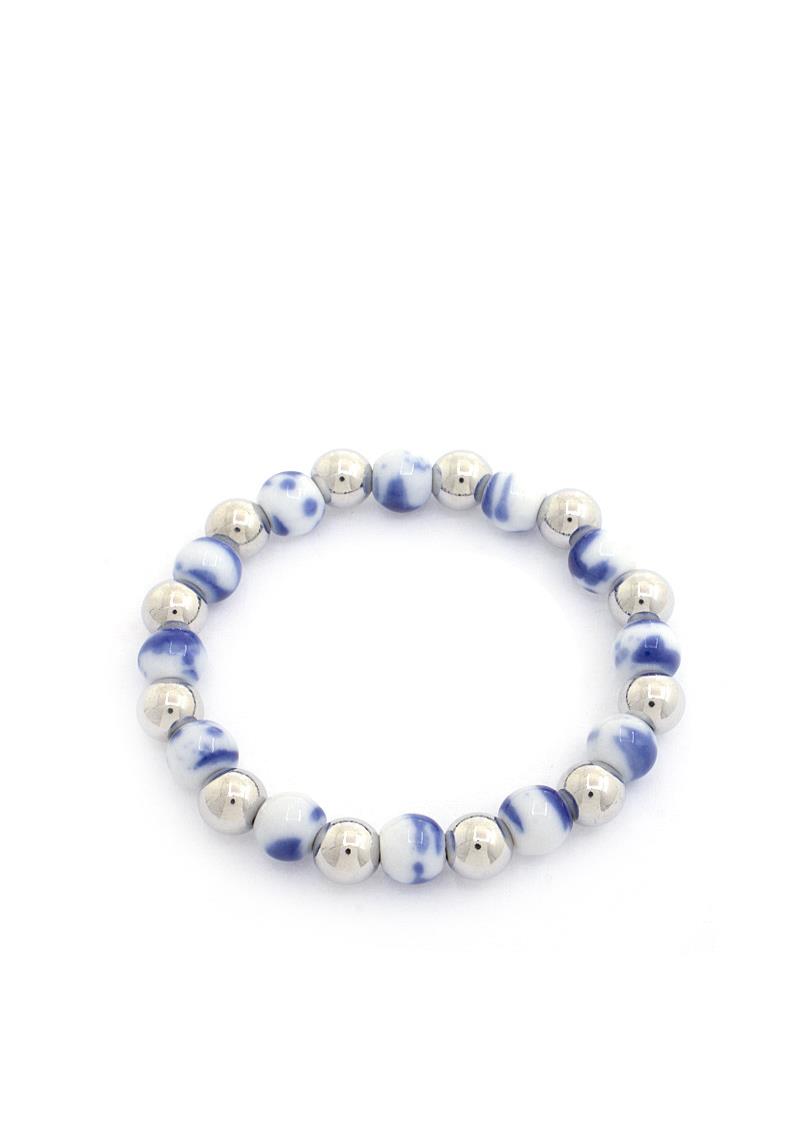 TWO TONE BEADED STRETCH BRACELET