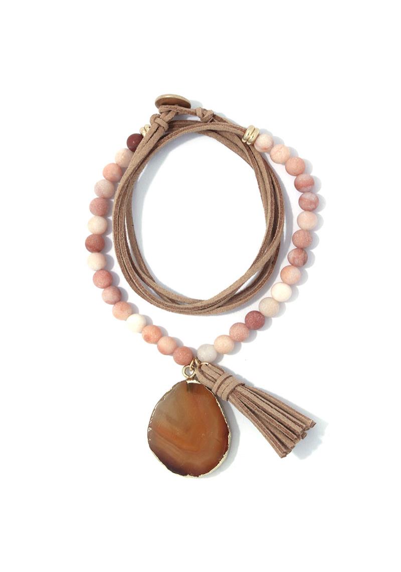 NATURAL STONE BEADED BRACELT NECKLACE