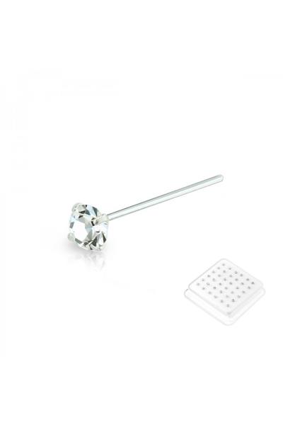 3.5 MM CZ STONE STERLING SILVER NOSE STUD STRAIGHT TIP (36 PC)