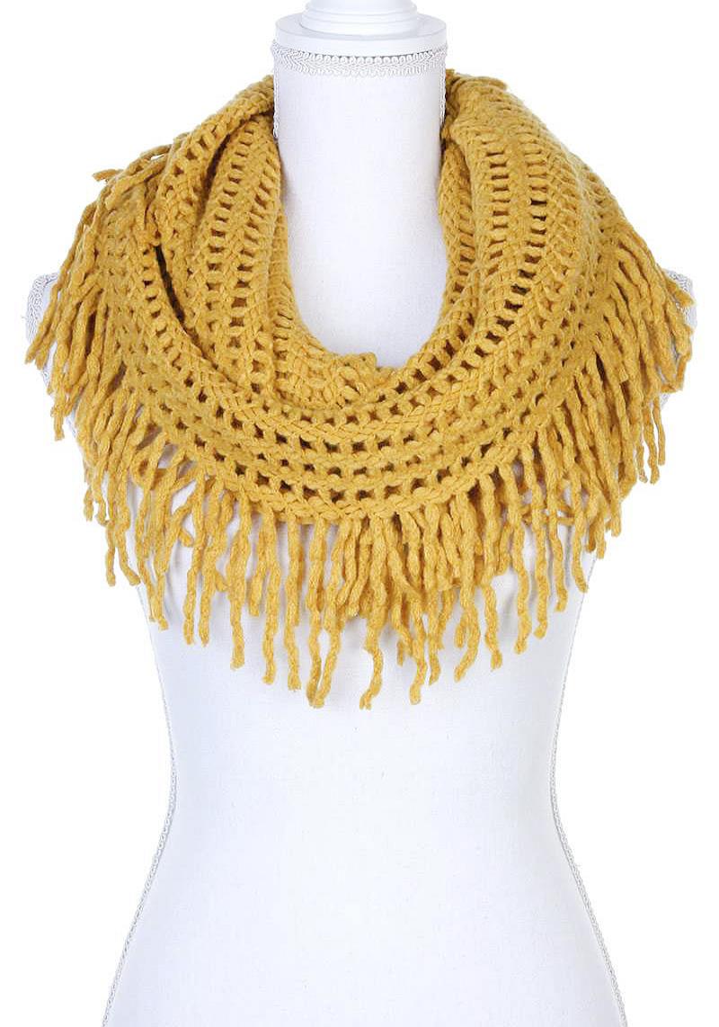 SQUARE TASSEL TRIM INFINITY SCARF