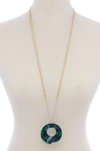 ACETATE RING CURVE PENDANT  DOUBLE CHAIN NECKLACE