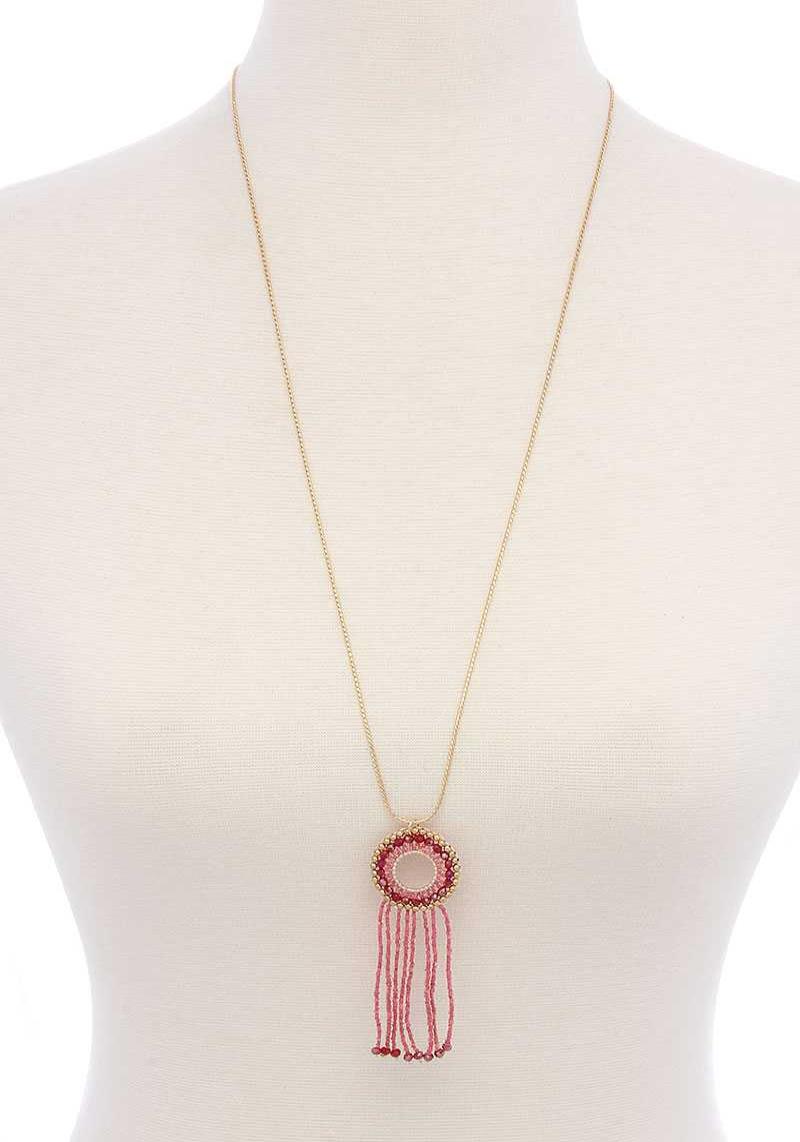 BEADED CIRCLE LONG NECKLACE