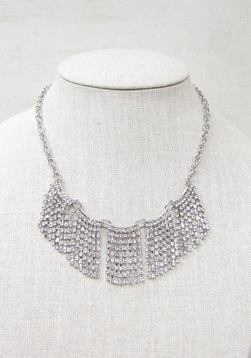 MULTI RHINESTONE STRAND CHAIN NECKLACE