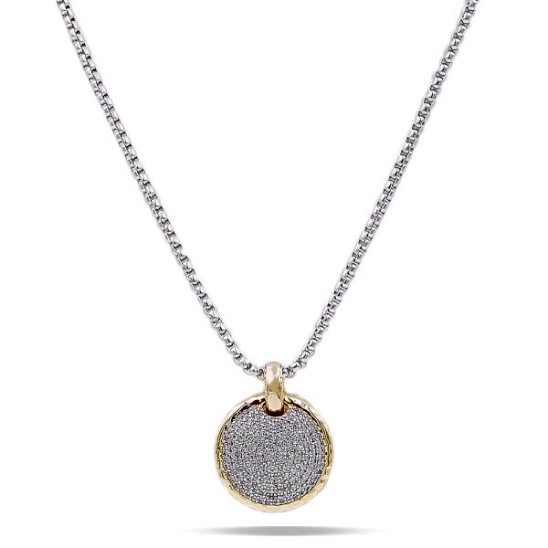 TWO TONE ROUND CZ NECKLACE