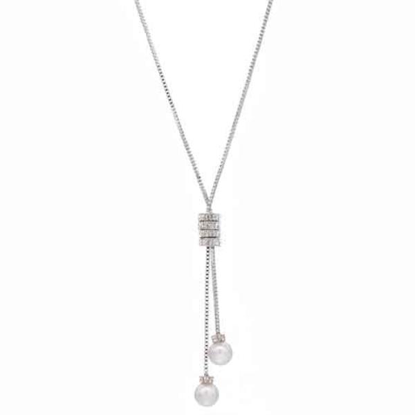 14K GOLD PLATED CZ RINGS LARIAT NECKLACE
