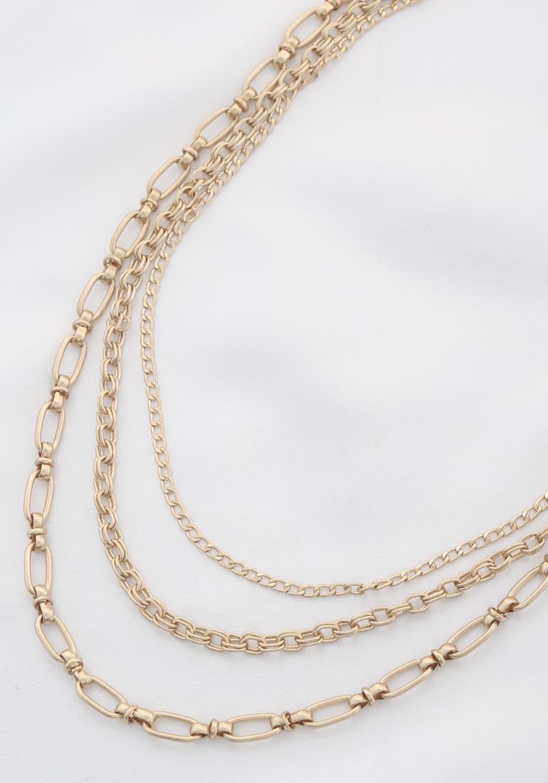 OVAL CIRCLE LINK LAYERED NECKLACE