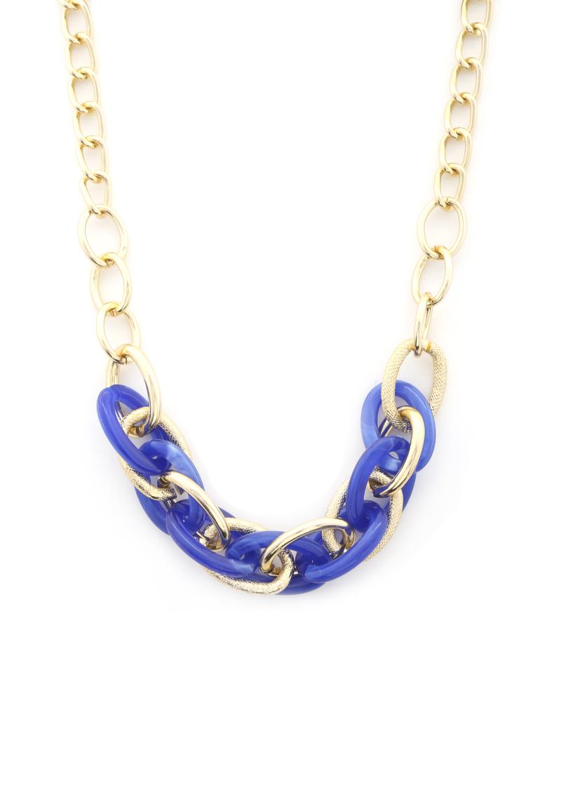 ACETATE OVAL SHAPE LINK METAL NECKLACE