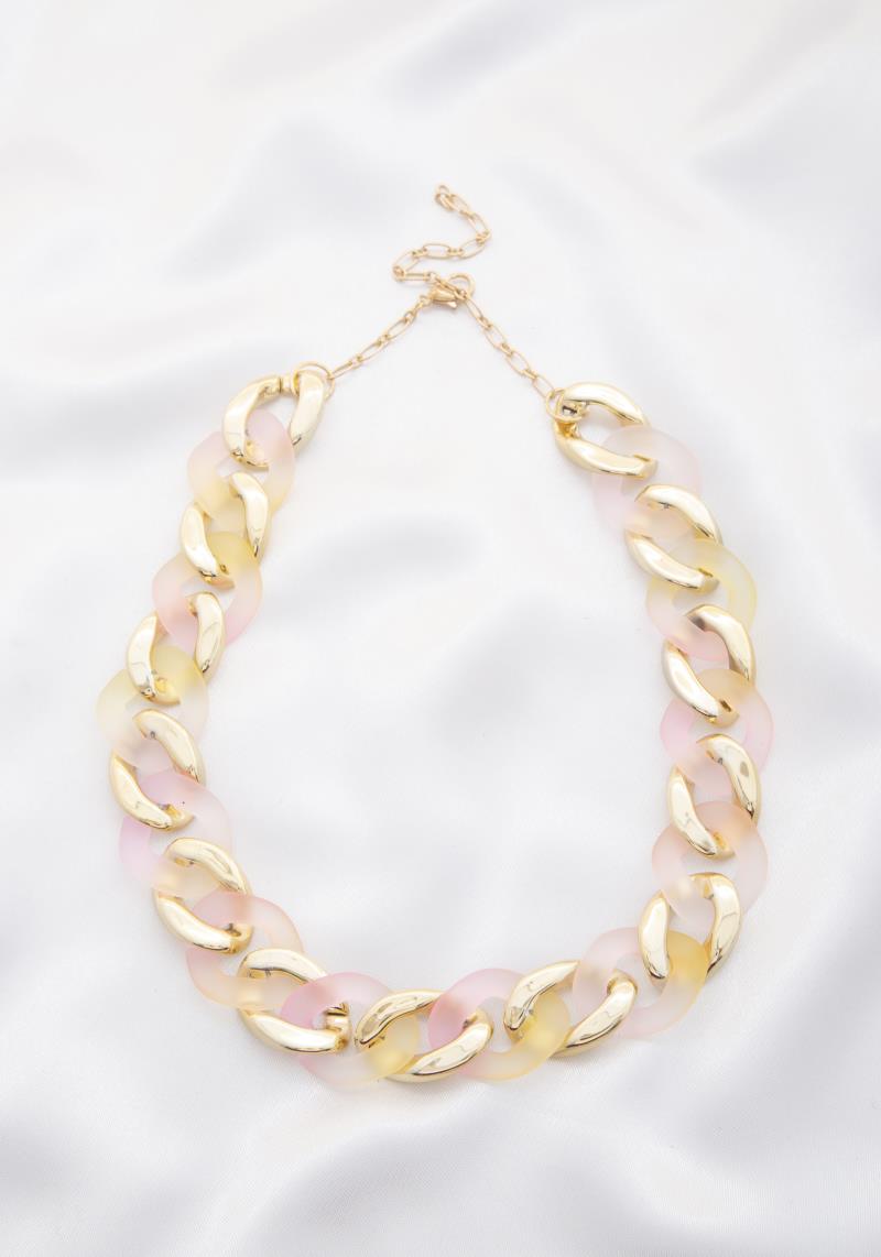 SMOOTH TEXTURE COLORFUL CURB LINK CCB NECKLACE