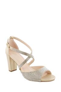 MODERN OPEN BUCKLE STRAP WIDE HEEL