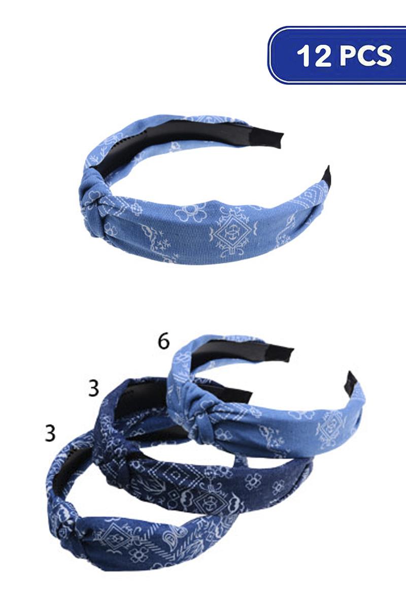 FASHION DENIM MID KNOT HEADBAND (12 UNITS)