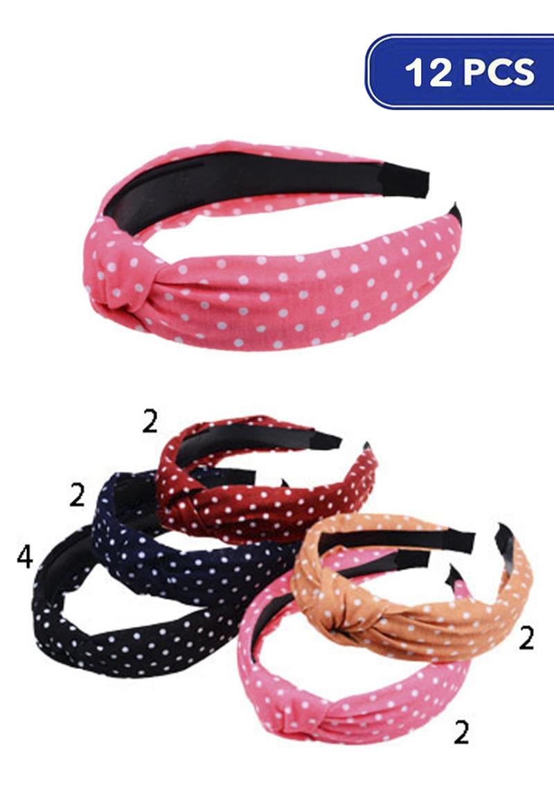 FASHION POLKA DOT MID KNOT HEADBAND (12 UNITS)